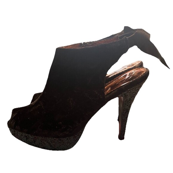 Poetic Licence Perfectly Lovely Black Velvet Glitter Platform Heels Size 10 NIB - Picture 2 of 16